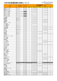 年末年始営業時間の変更について