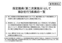 指定難病（第二次実施分）として 検討を行う疾病の一覧