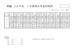 28年度 1学期期末考査時間割 平成